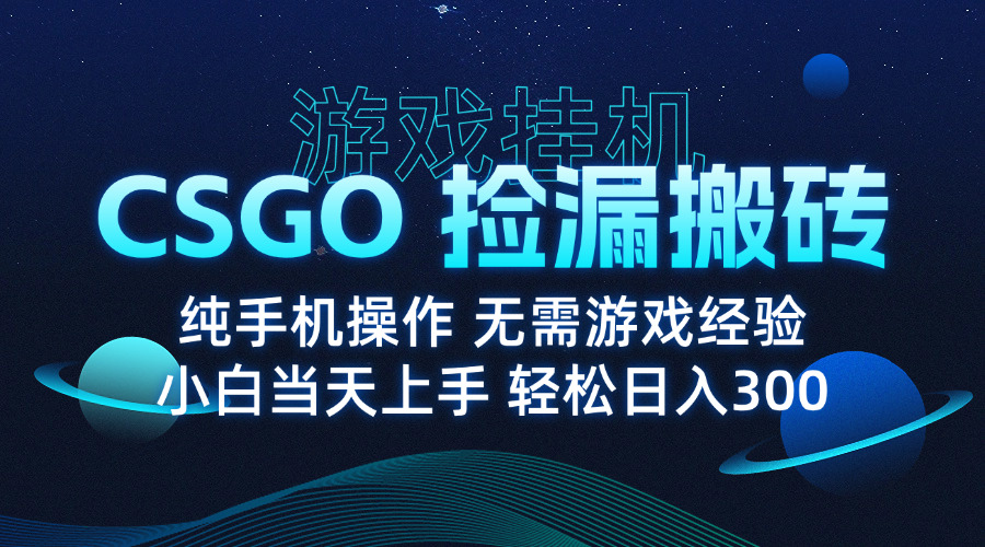 8月最新游戏搬砖，CSGO纯挂机，不需要玩游戏，实现真挂机，月入1W+